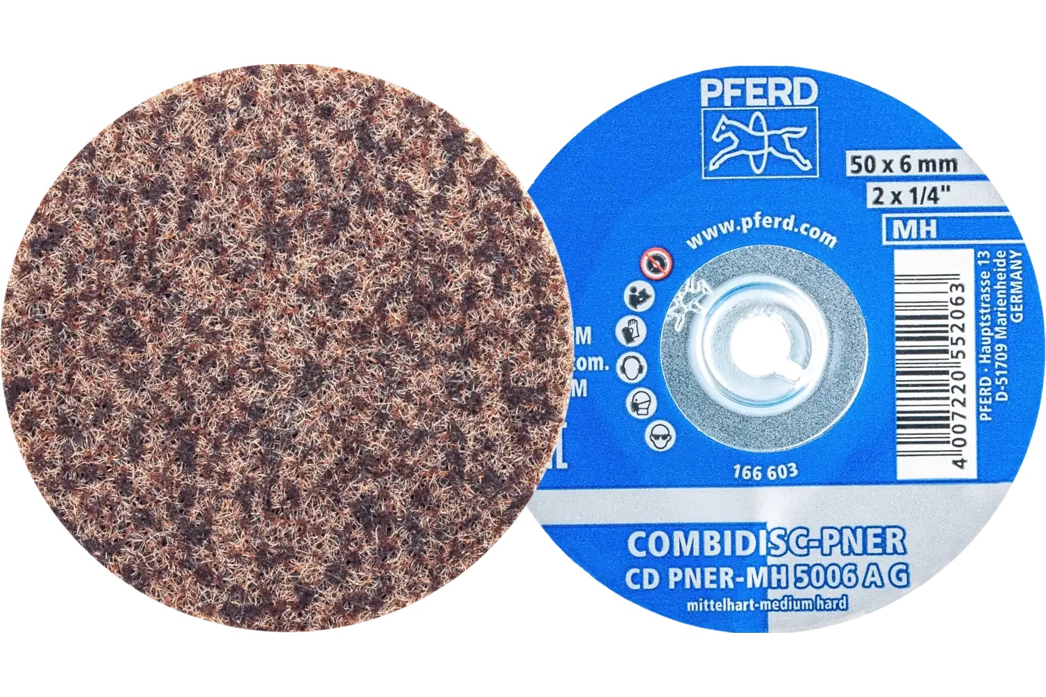 Picture of Pferd CombiDisc® Unitized Disc, 2" Dia, Type CD, Coarse, Medium-Hard, 6AC, Aluminum oxide